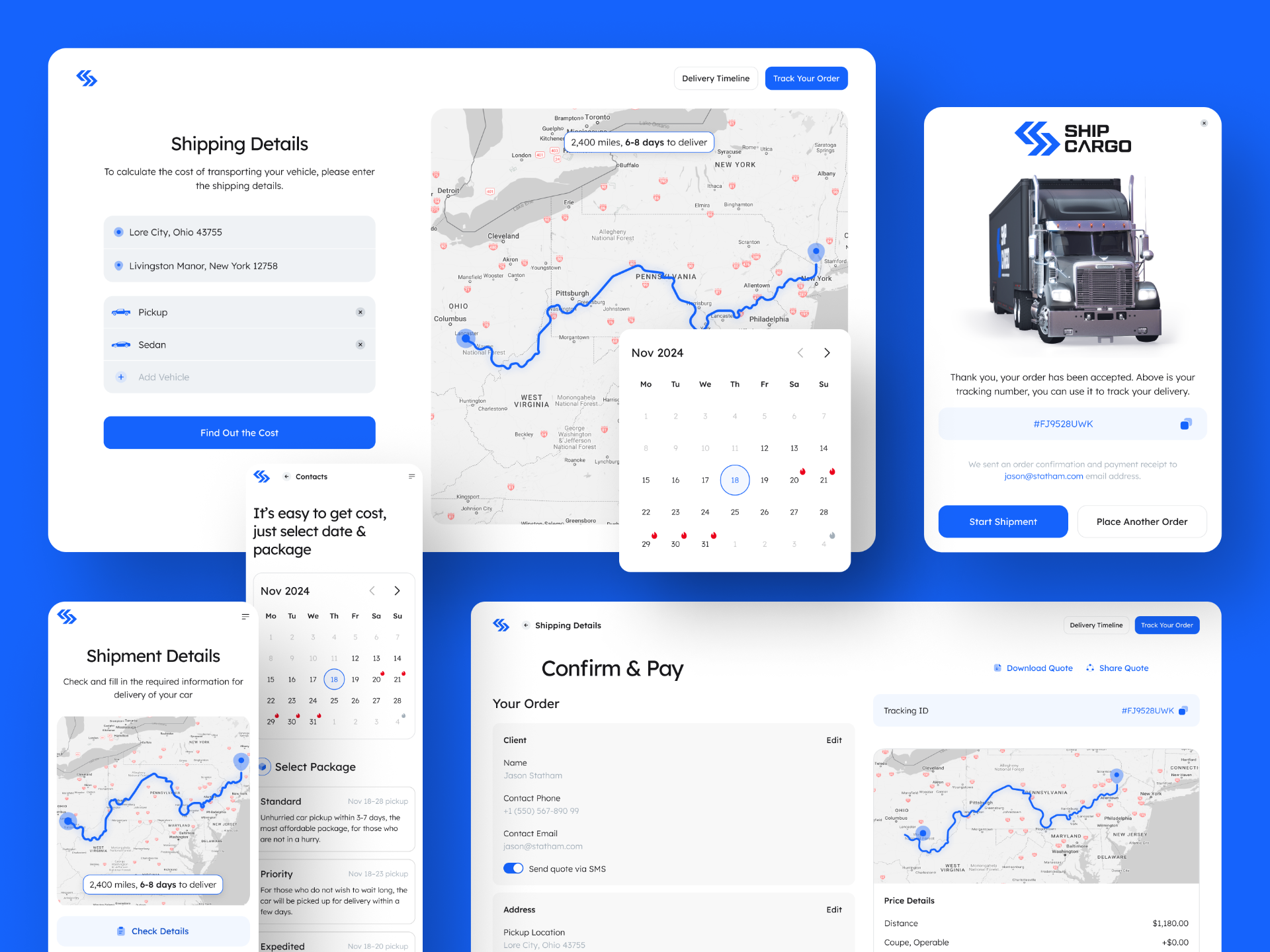 ShipCargo AI delivery status, tracking ID, and shipment confirmation